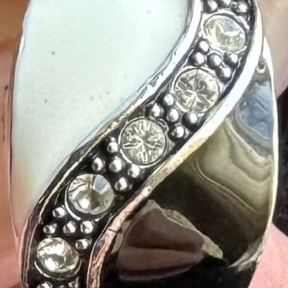 Black White and Silver Vintage Clip On Earrings with cubic zirconia.